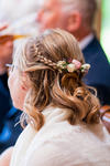 flowers on a hair comb in hair