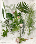 leaves and foliage and tropical leaves and protea and roses
