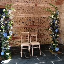 Broken Arch of flowers at the Gathering Barn in Moncton Deverill, Warminster Wiltshire
