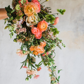 autumnal colours of flowers in bouquet that flows